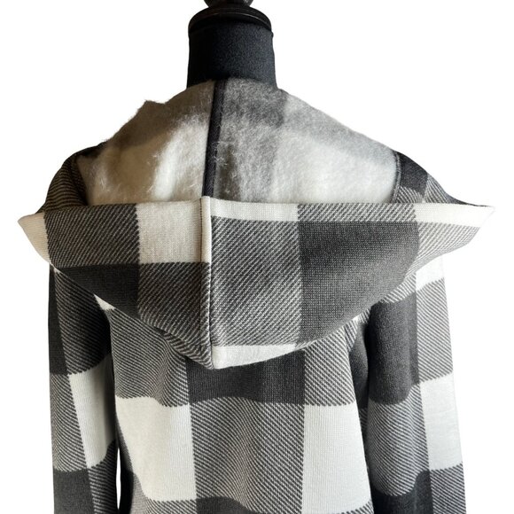 Maurices Gray and White Checker Sweater Jacket Size Small Blazer Hooded - Picture 4 of 11